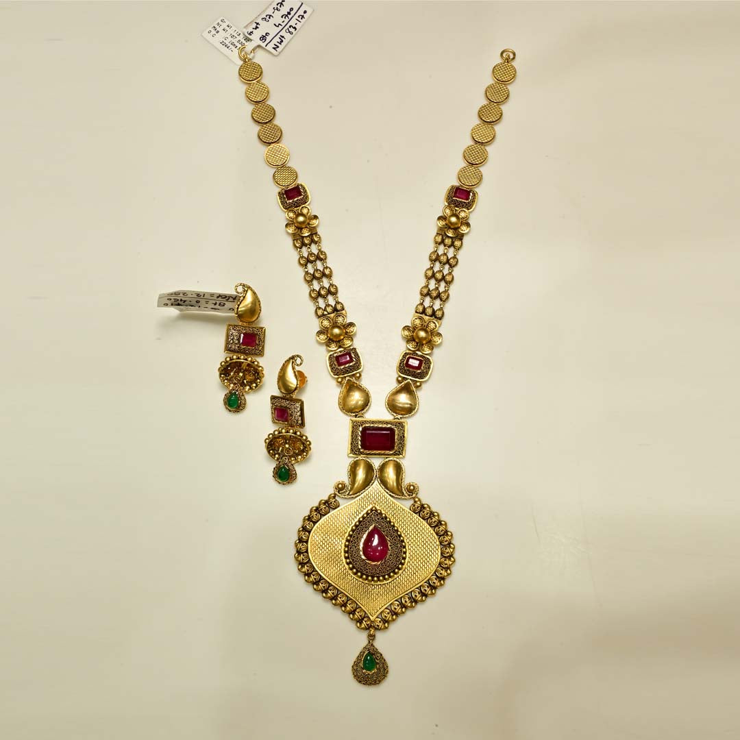 Rajkanya Gold Long Necklace Set
